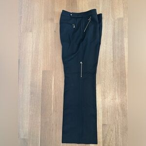 St. John Sport wide leg black pants, gold zipper detail, size 14
